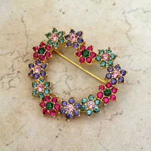 Joan Rivers Flower Heart Brooch